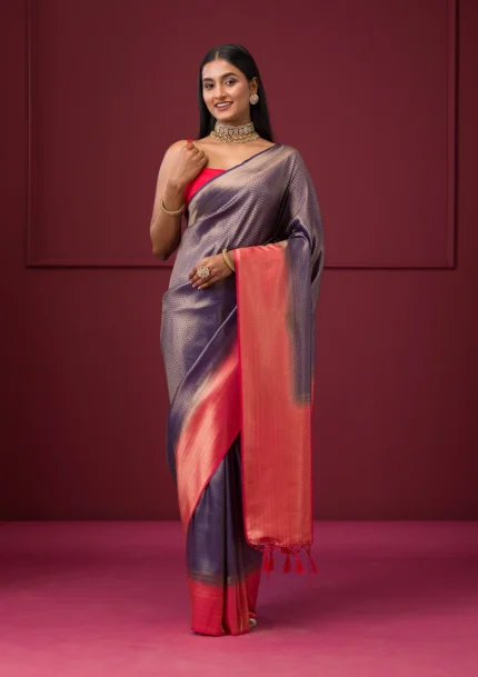 Purple Zariwork Soft Silk Saree