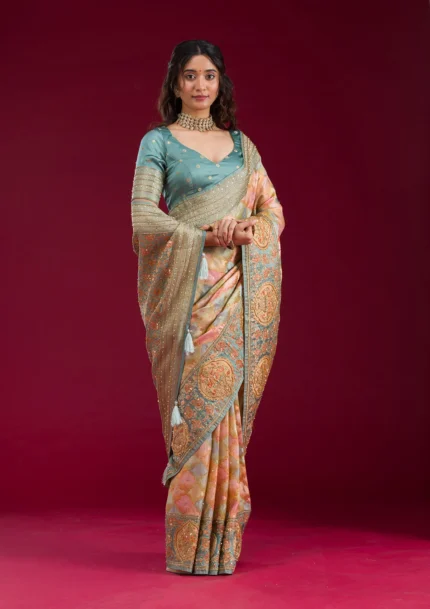 Sea Green Plain Art Silk Saree
